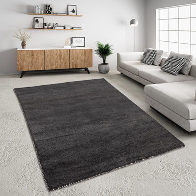 Covor »Gabbeh uni« din lână pură gri inchis 70x140 cm - LunaHome.ro