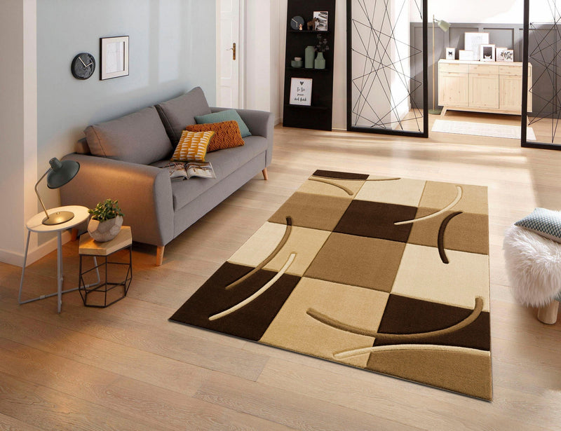 Covor »Kjer« cu model geometric 3D maro, 160x230 cm - LunaHome.ro