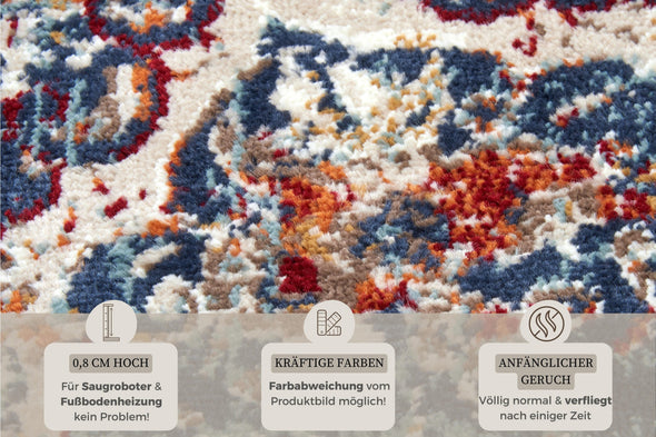 Covor »Maderno« cu design oriental albastru, fire scurte 80x240 cm - LunaHome.ro