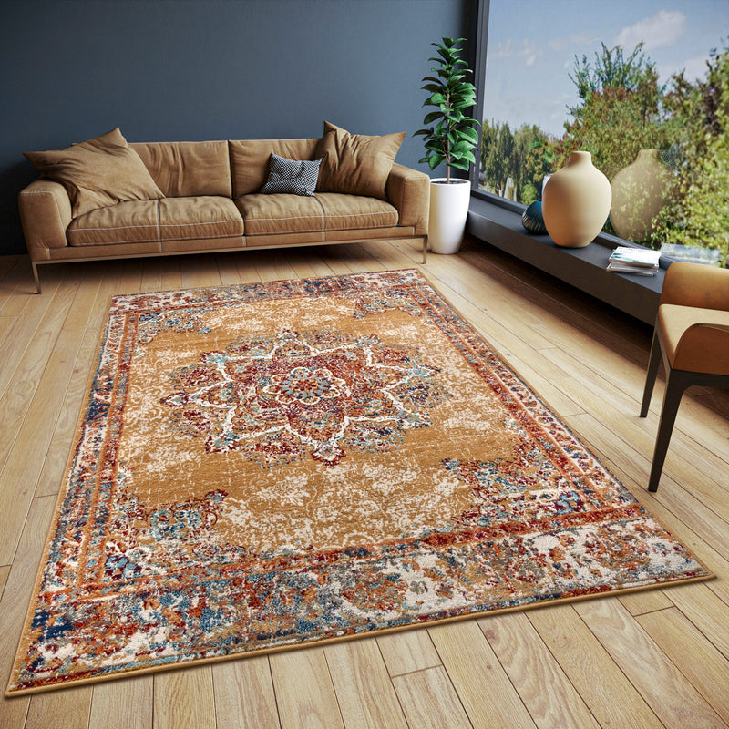Covor »Maderno« cu design oriental auriu, fire scurte - LunaHome.ro
