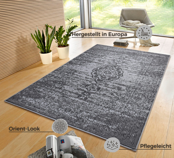 Covor »Meridional« cu design oriental gri, fire scurte 160x230 cm - LunaHome.ro