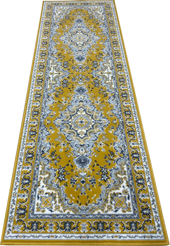 Covor Oriental DELAVITA, galben, model cu bordura 80x250 cm - LunaHome.ro