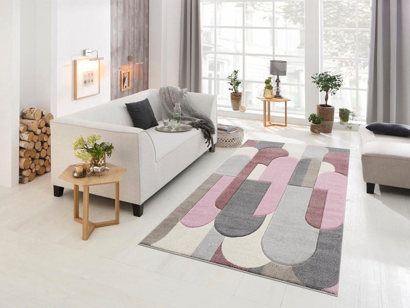 Covor »Pautz« cu model modern 3D, nuante de roz si gri, 200x300cm - LunaHome.ro