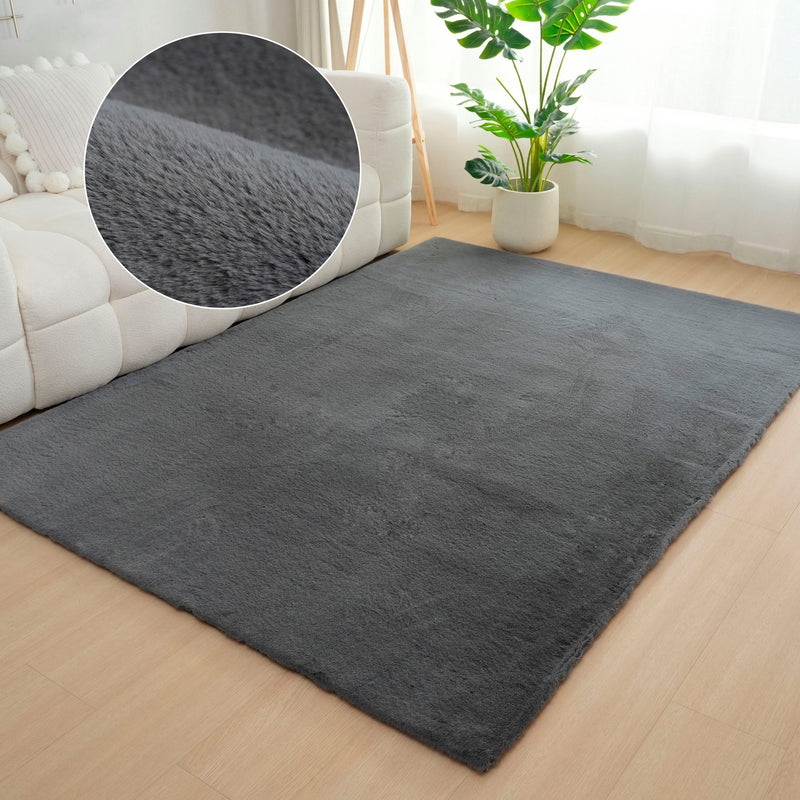 Covor »Rabbit« cu textura de blana antracit 200x290 cm - LunaHome.ro