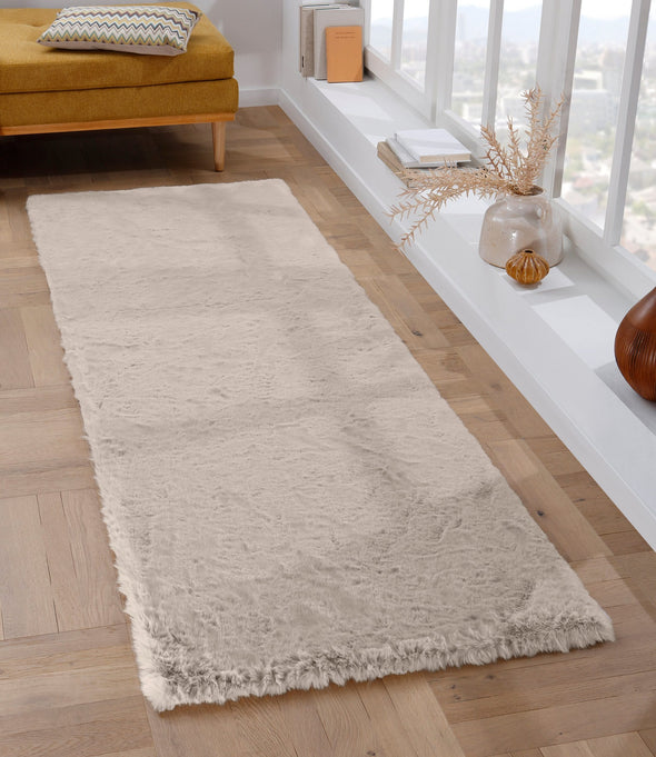 Covor »Rabbit« cu textura de blana de iepure, bej 80x250 cm - LunaHome.ro