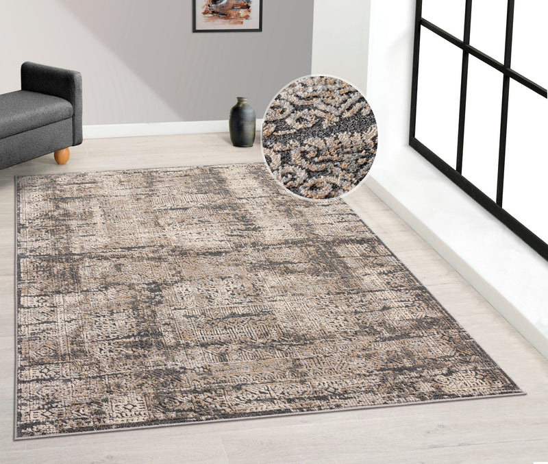 Covor »Selin« cu aspect vintage, model 3D, gri cu bej 300x400 cm - LunaHome.ro