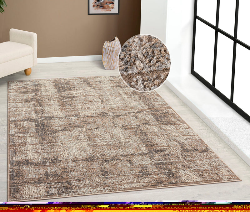 Covor »Selin« cu aspect vintage, model 3D, maro 240x320 cm - LunaHome.ro