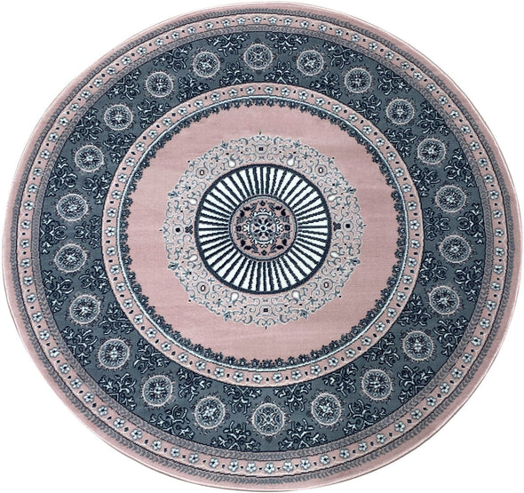 Covor »Shari« rotund cu decor oriental, fir scurt, moale, roz 140 cm - LunaHome.ro
