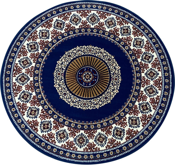 Covor »Shari« rotund cu decor oriental, fir scurt albastru 140 cm - LunaHome.ro