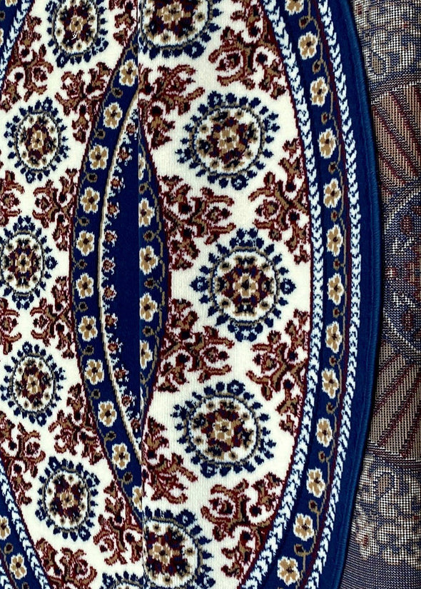 Covor »Shari« rotund cu decor oriental, fir scurt albastru 140 cm - LunaHome.ro