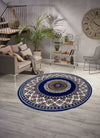 Covor »Shari« rotund cu decor oriental, fir scurt albastru 140 cm - LunaHome.ro