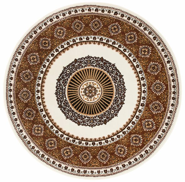 Covor »Shari« rotund cu decor oriental, fir scurt crem 190cm - LunaHome.ro