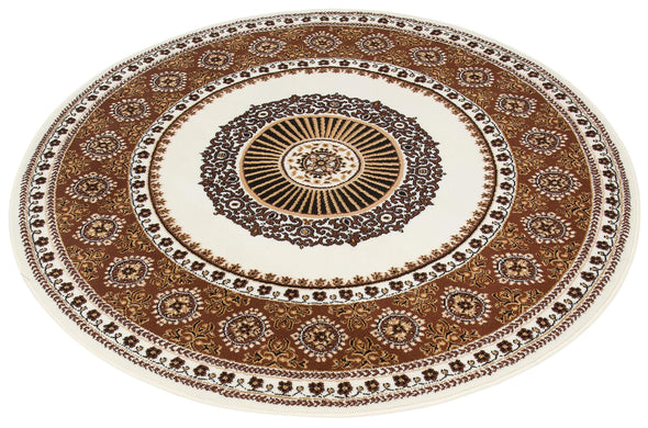 Covor »Shari« rotund cu decor oriental, fir scurt crem 190cm - LunaHome.ro