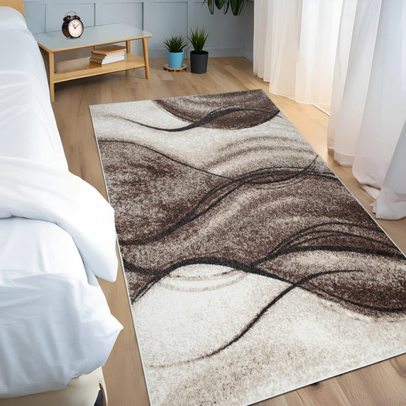 Covor Tritom în nuanțe de maro cu model modern 80x150 cm - LunaHome.ro