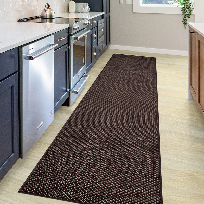 Covor Venice cu tesatura plata, aspect de sisal maro 80x250 cm - LunaHome.ro