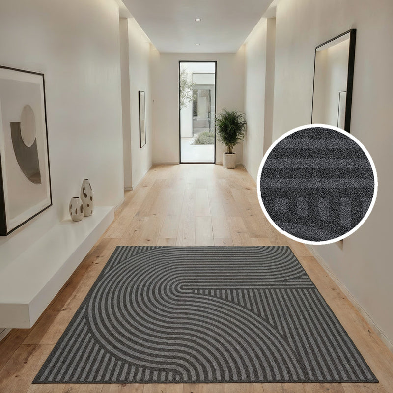 Covor cauciucat Sammo lavabil subtire antiderapant gri 140x190 cm