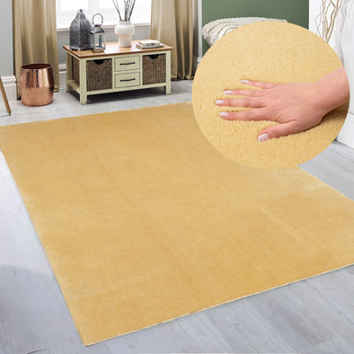 Covor pufos antiderapant Arabell galben auriu 60x110 cm - LunaHome.ro