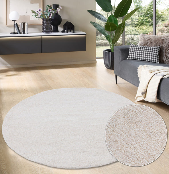 Covor rotund »Gabbeh uni« din lână pură crem 190 cm - LunaHome.ro