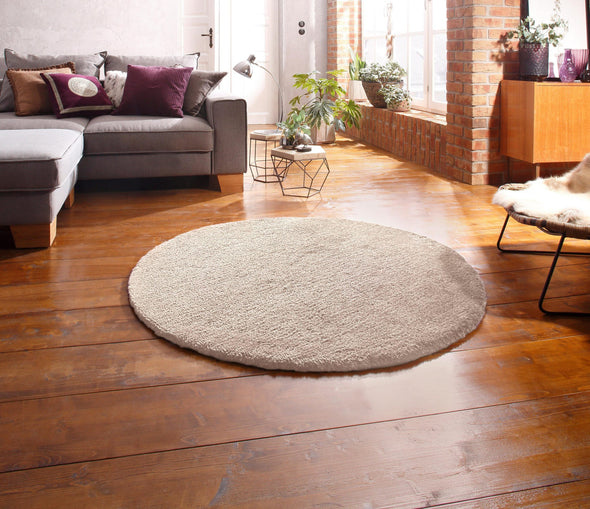 Covor rotund Magong foarte pufos crem 140 cm - LunaHome.ro