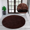 Covor rotund »Shaggy 30« maro cu fire lungi pufos 140 cm - LunaHome.ro
