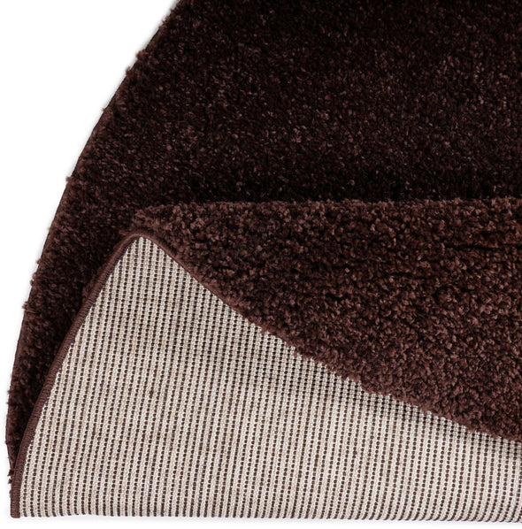 Covor rotund »Shaggy 30« maro cu fire lungi pufos 140 cm - LunaHome.ro