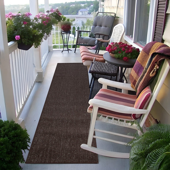 Covor traversa Anna potrivit si la exterior maro 80x250 cm - LunaHome.ro