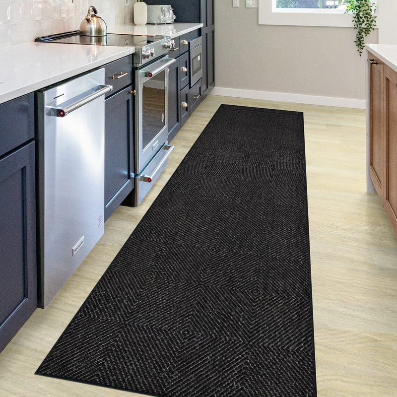 Covor traversa Anna potrivit si la exterior negru 80X250 cm - LunaHome.ro