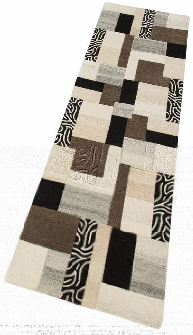 Covor traversa »Lola« din lână pură, design modern mozaic 67x230 cm - LunaHome.ro