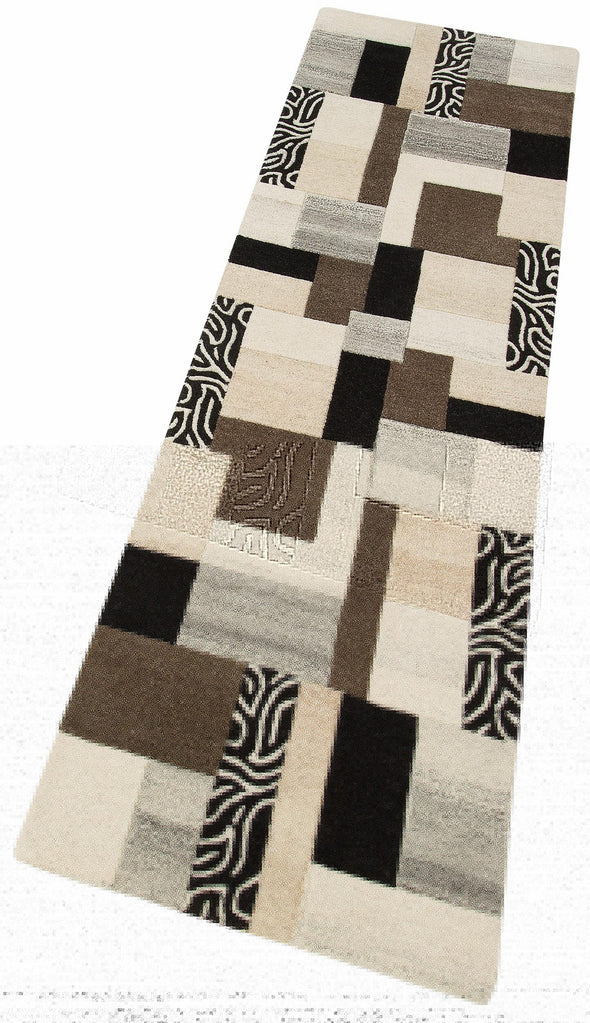 Covor traversa »Lola« din lână pură, design modern mozaic 67x230 cm - LunaHome.ro