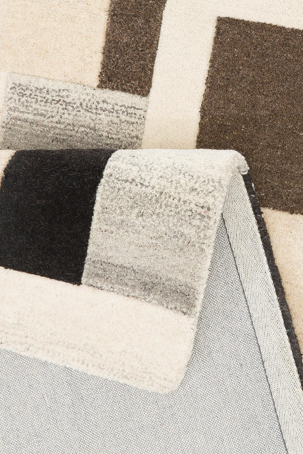 Covor traversa »Lola« din lână pură, design modern mozaic 67x230 cm - LunaHome.ro