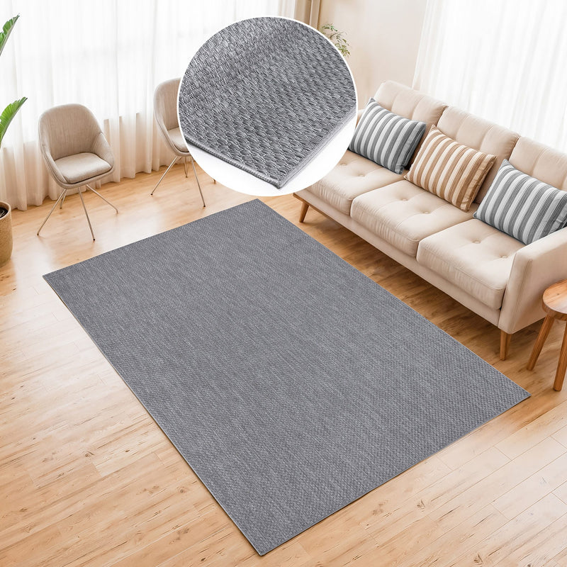 Covor traversa Rhodos gri pentru interior și exterior, aspect de sisal 60x90 cm - LunaHome.ro