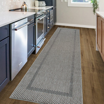 Covor traversa Venice cu tesatura plata, aspect de sisal, gri 80x250 cm