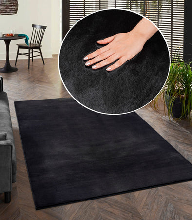 Covor blăniță ecologică Focus moale si elegant negru 160x220 cm - LunaHome.ro