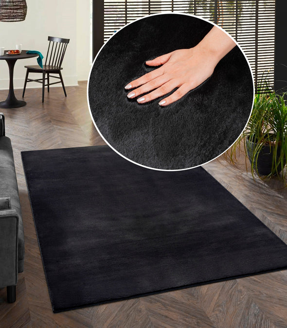 Covor blăniță ecologică Focus moale si elegant negru 160x220 cm - LunaHome.ro