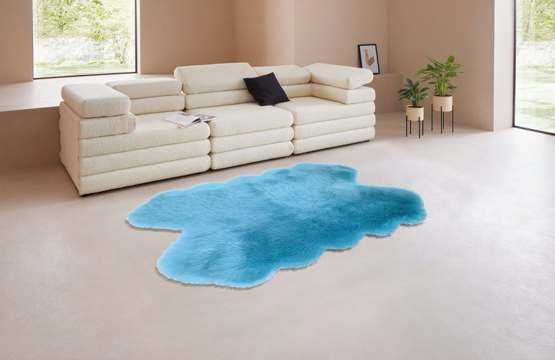 Covor blanita Lenja, foarte moale si pufos, albastru 120x180 cm - LunaHome.ro