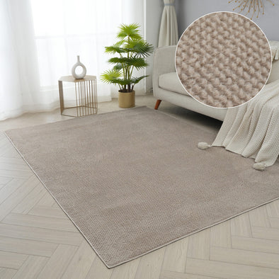 Covor blanita sintetica Rabbit taupe cu model 3D 80x150 cm