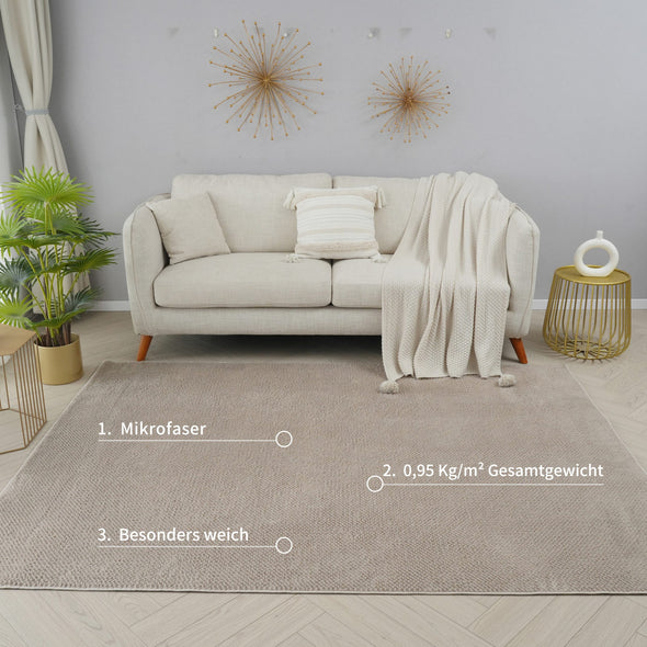 Covor blanita sintetica Rabbit taupe cu model 3D 80x150 cm