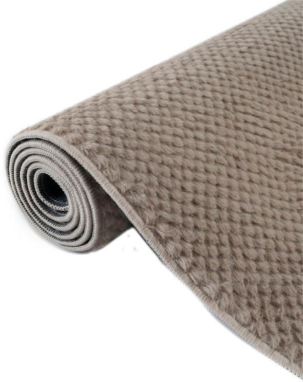 Covor blanita sintetica Rabbit taupe cu model 3D 80x150 cm