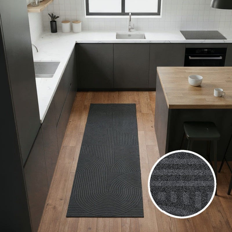 Covor cauciucat Sammo lavabil subtire antiderapant gri 45x145 cm