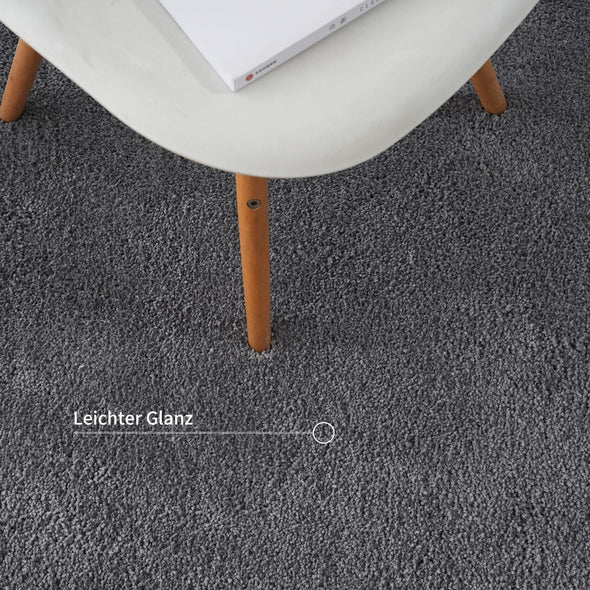 Covor cu fire înalte Halrum, foarte pufos, oval gri inchis 160x240 cm - LunaHome.ro
