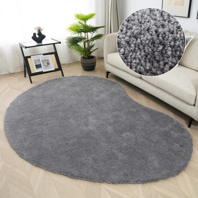 Covor cu fire înalte Halrum, foarte pufos, oval gri inchis 160x240 cm - LunaHome.ro