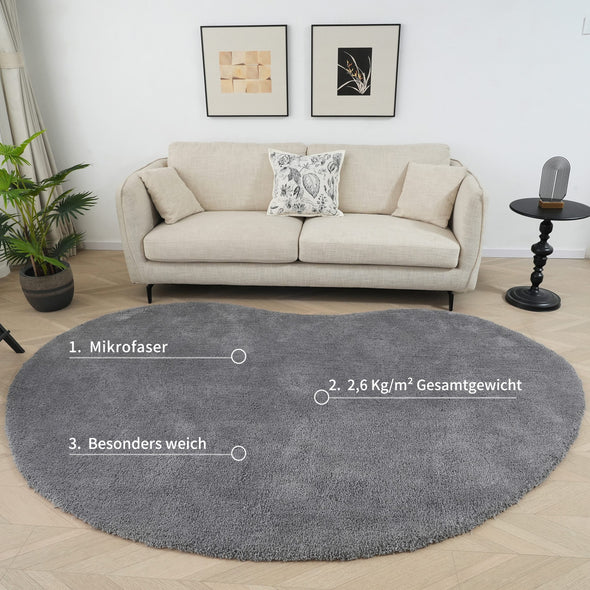 Covor cu fire înalte Halrum, foarte pufos, oval gri inchis 160x240 cm - LunaHome.ro