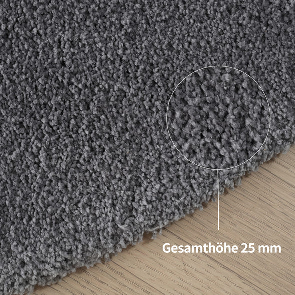 Covor cu fire înalte Halrum, foarte pufos, oval gri inchis 160x240 cm - LunaHome.ro