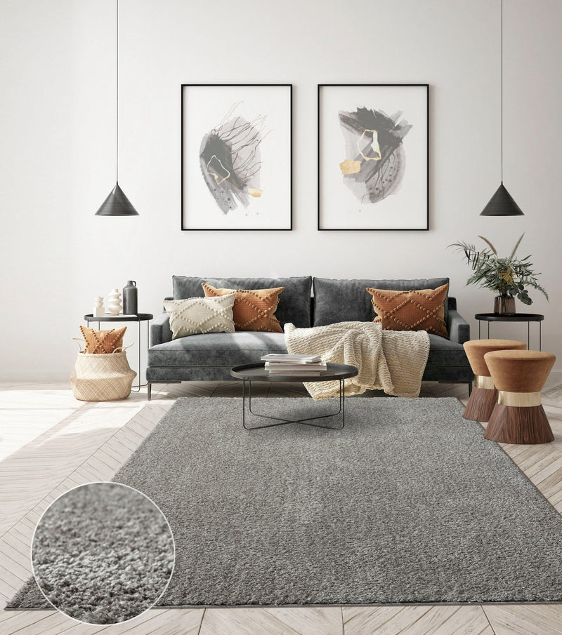 Covor cu fire inalte »Andor« moale si pufos, gri, 120x170 cm - LunaHome.ro