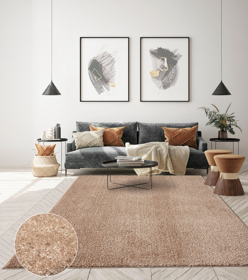 Covor cu fire inalte »Andor« moale si pufos culoare nisip 160x230 cm - LunaHome.ro