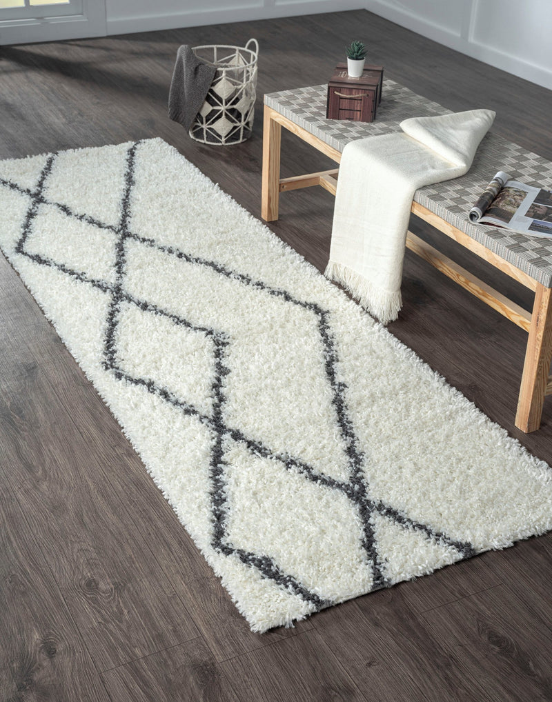 Covor cu fire înalte »My Shaggy Rhombus«, design scandi 80x300 cm - LunaHome.ro