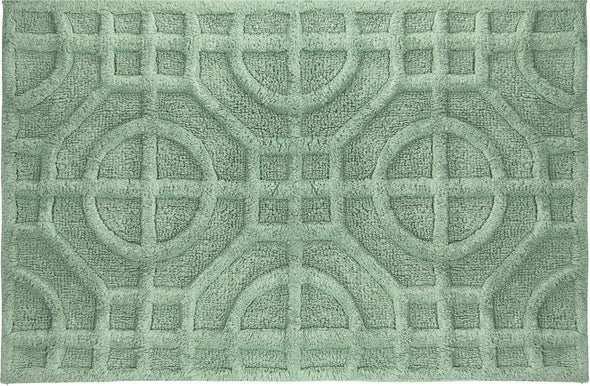 Covor de baie Mozaic lavabil antiderapant din bumbac verde, 60x90 cm - LunaHome.ro