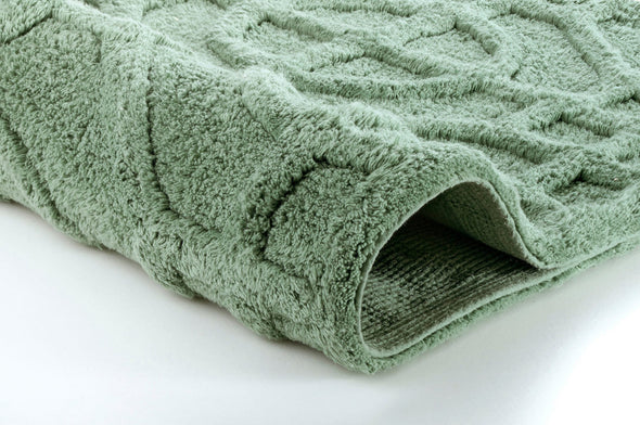 Covor de baie Mozaic lavabil antiderapant din bumbac verde, 60x90 cm - LunaHome.ro