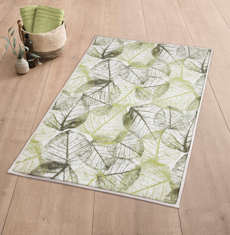 Covor de baie Selva cu model vegetal verde 70x120 cm - LunaHome.ro