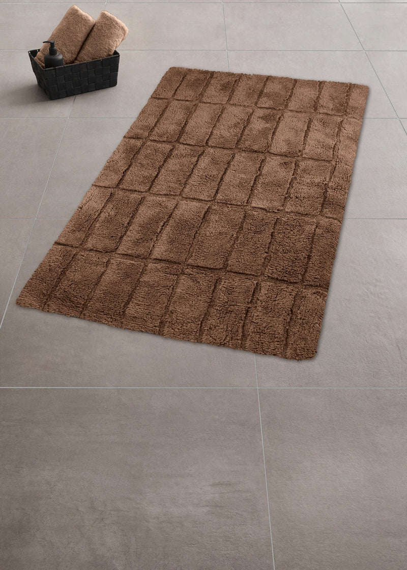 Covor de baie Tiles din bumbac lavabil maro 60x60 cm - LunaHome.ro